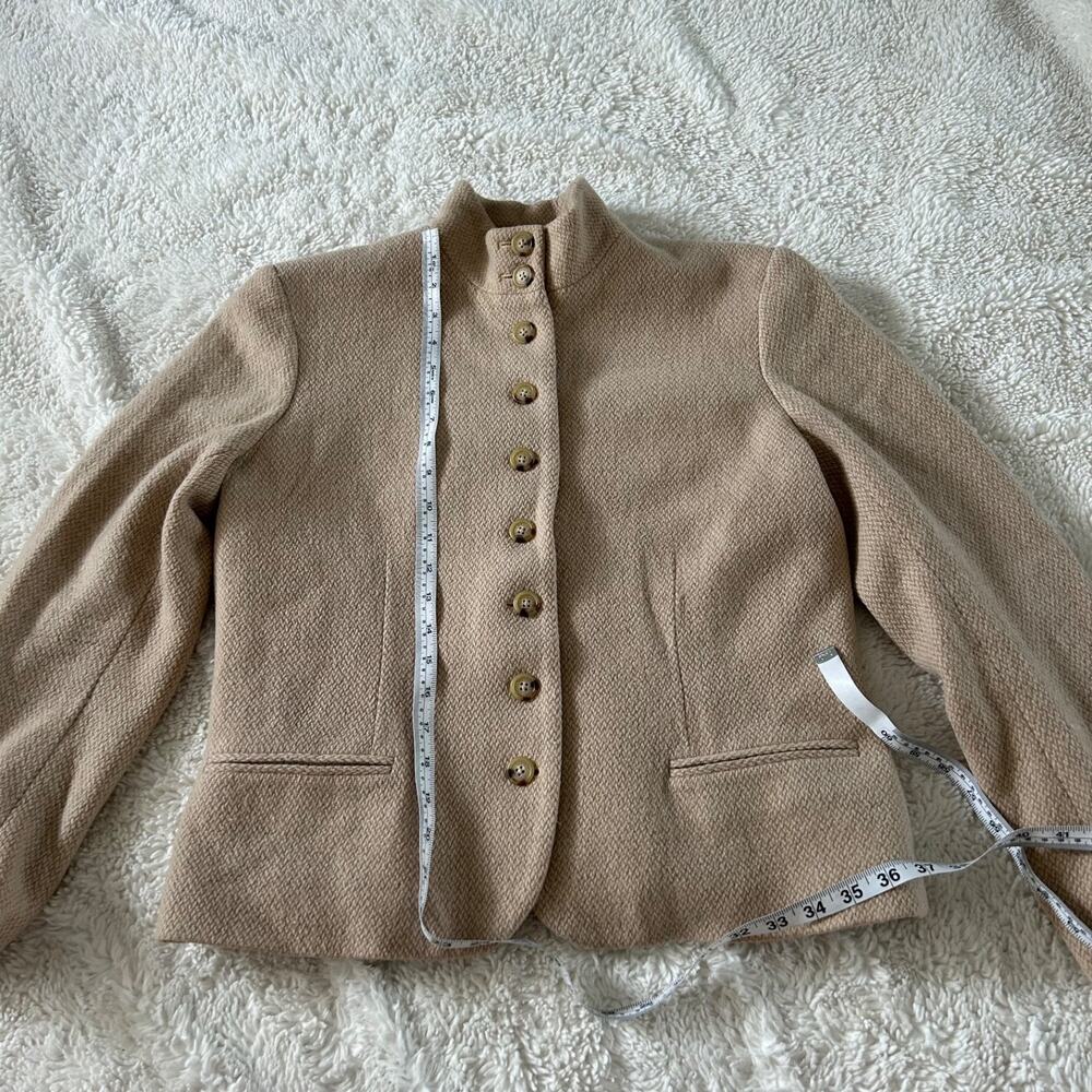 VTG LRL Wool Blend Jacket Herringbone Cream 14 Preppy Career Business Old Money - Picture 4 of 6